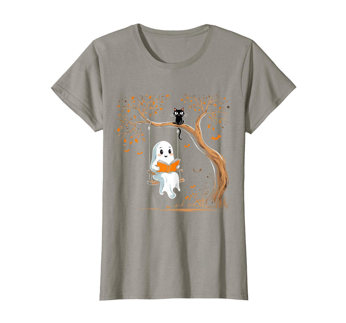 Vintage Ghost Swing Reading Book Swinging Halloween Costume T-Shirt