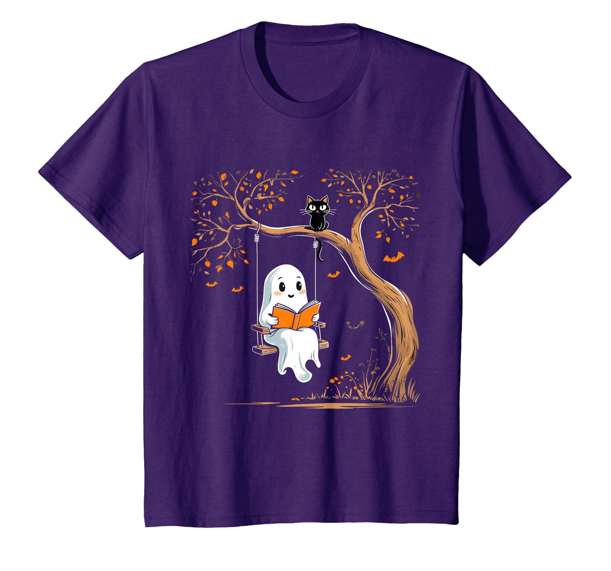 Vintage Ghost Swing Reading Book Swinging Halloween Costume T-Shirt