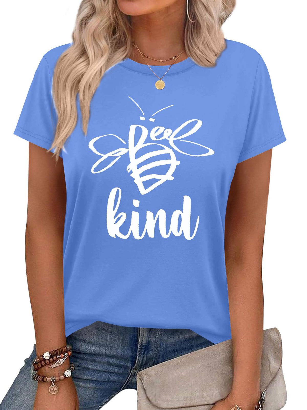Dresswel Womens Be Kind Graphic Shirts Funny Summer Printed Short Sleeve