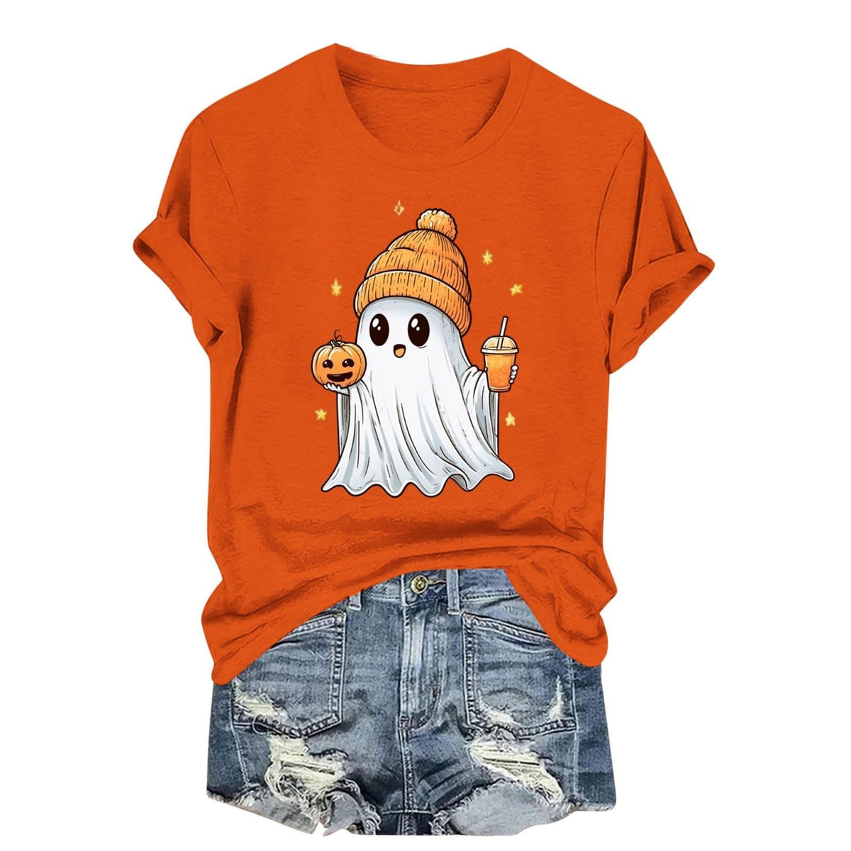 Womens Cotton T Shirts Halloween Cute Graphic Tees Fall Casual Tops