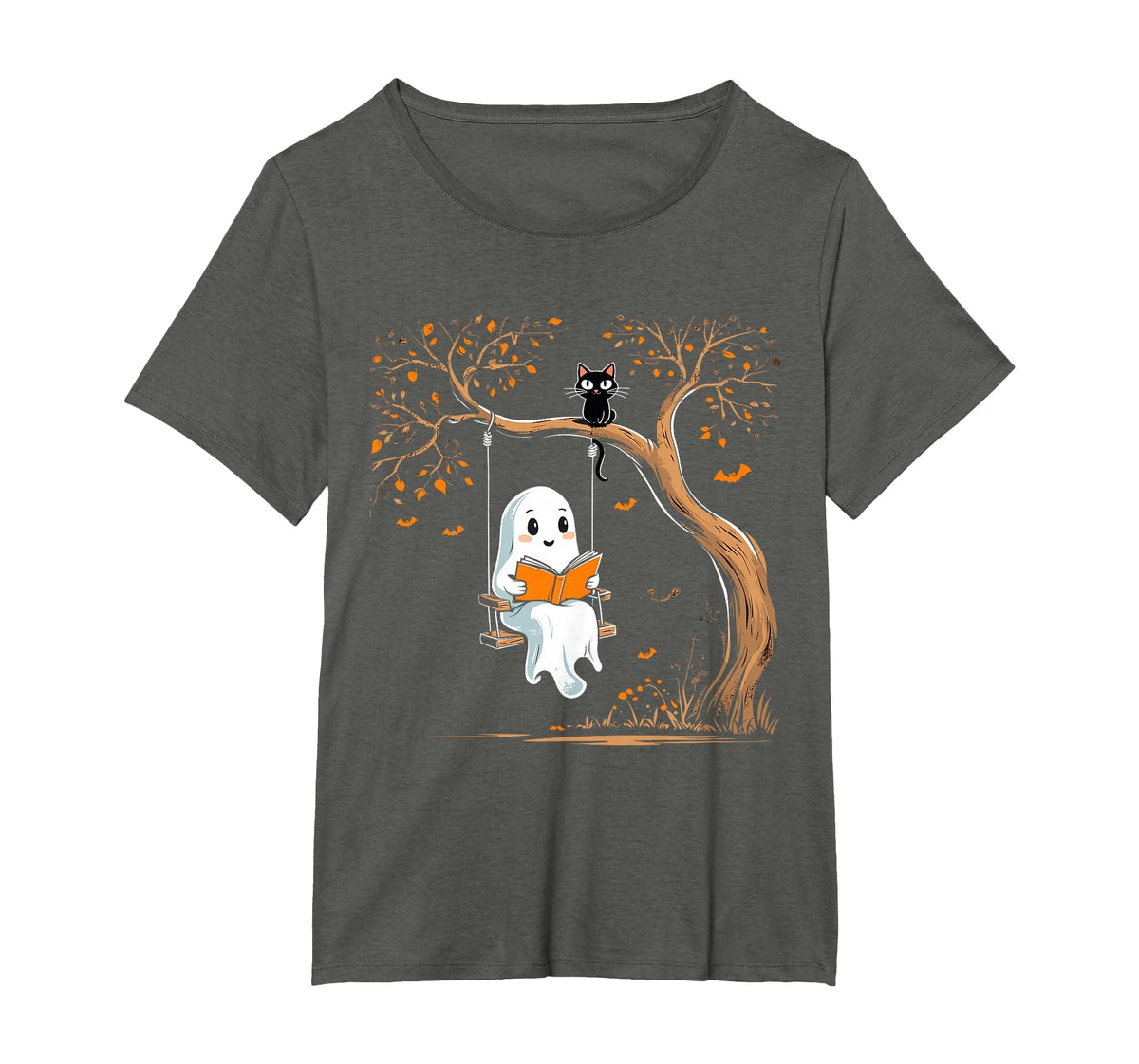 Vintage Ghost Swing Reading Book Swinging Halloween Costume T-Shirt