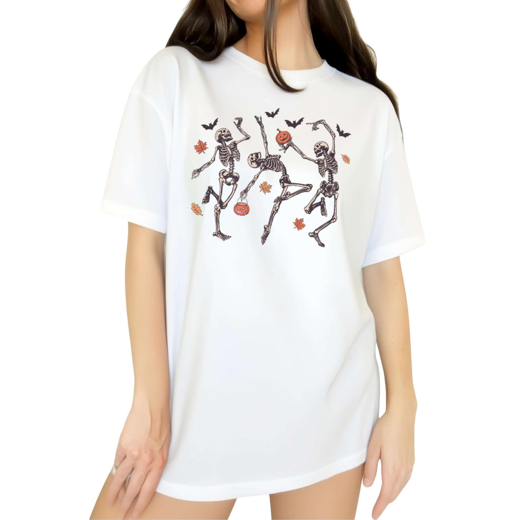 Women's Joy Halloween Skeleton Scene Graphic T-Shirt Top