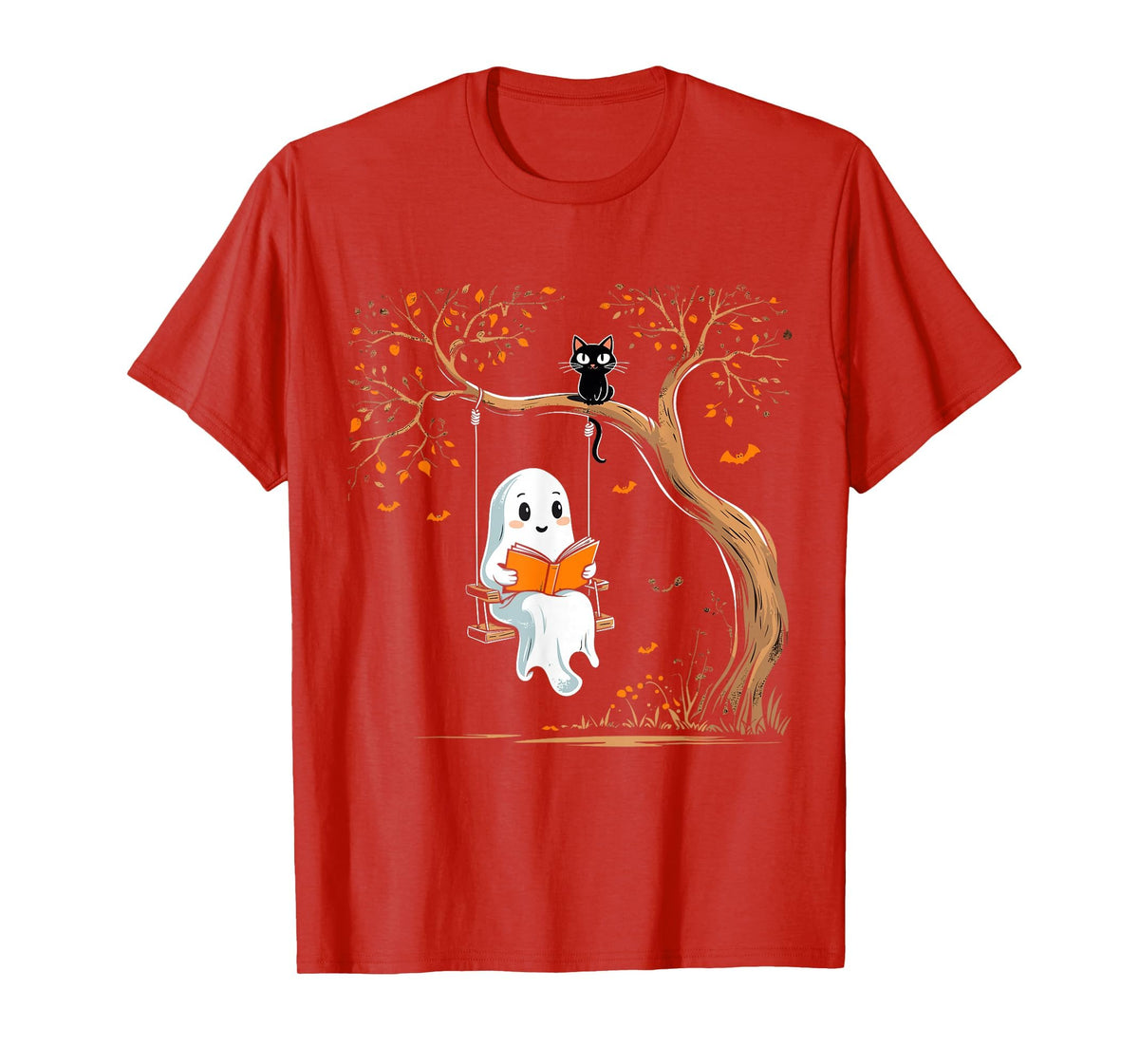 Vintage Ghost Swing Reading Book Swinging Halloween Costume T-Shirt