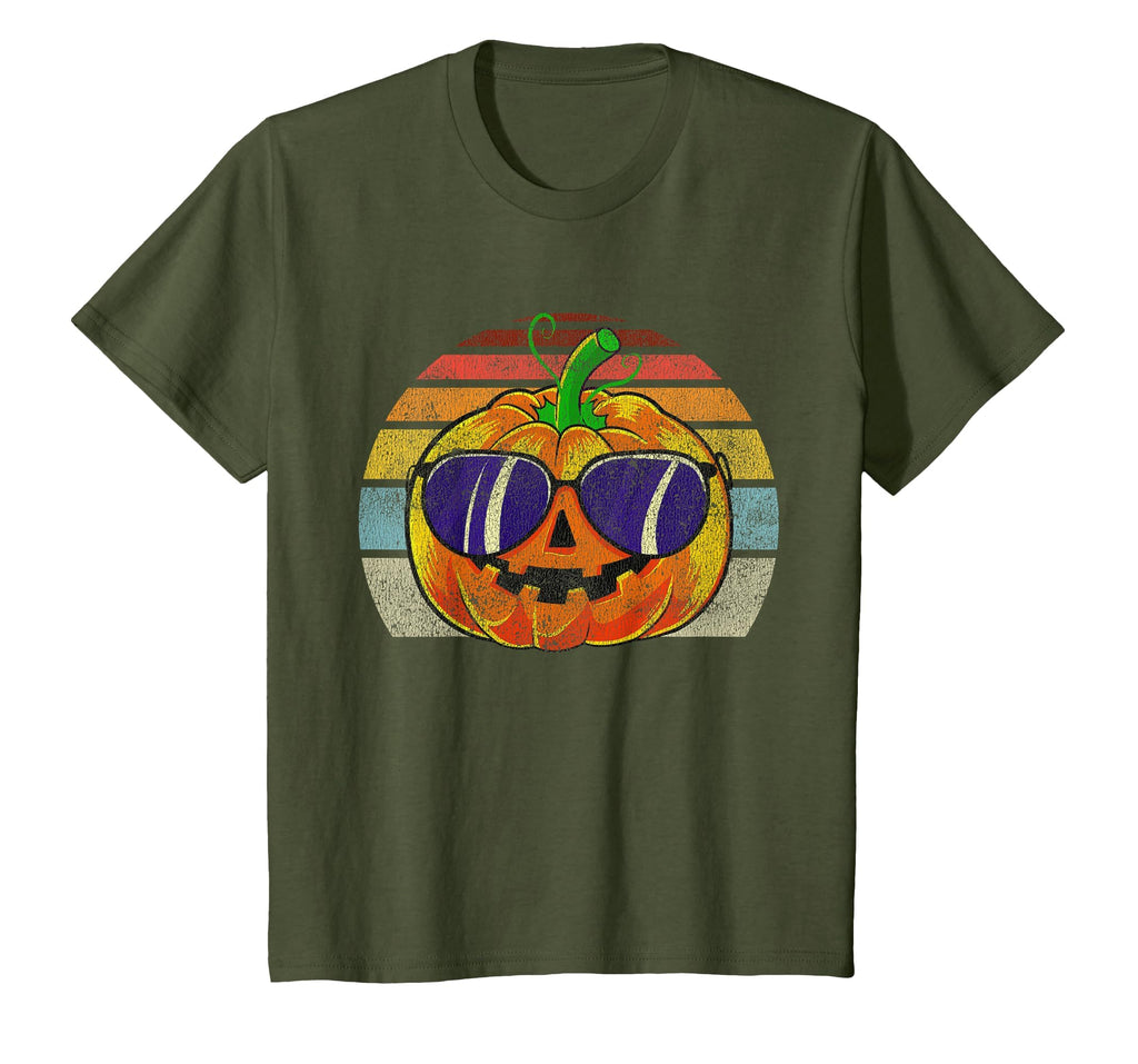 Cool Pumpkin Retro Style Halloween Vintage Women Men Kids T-Shirt