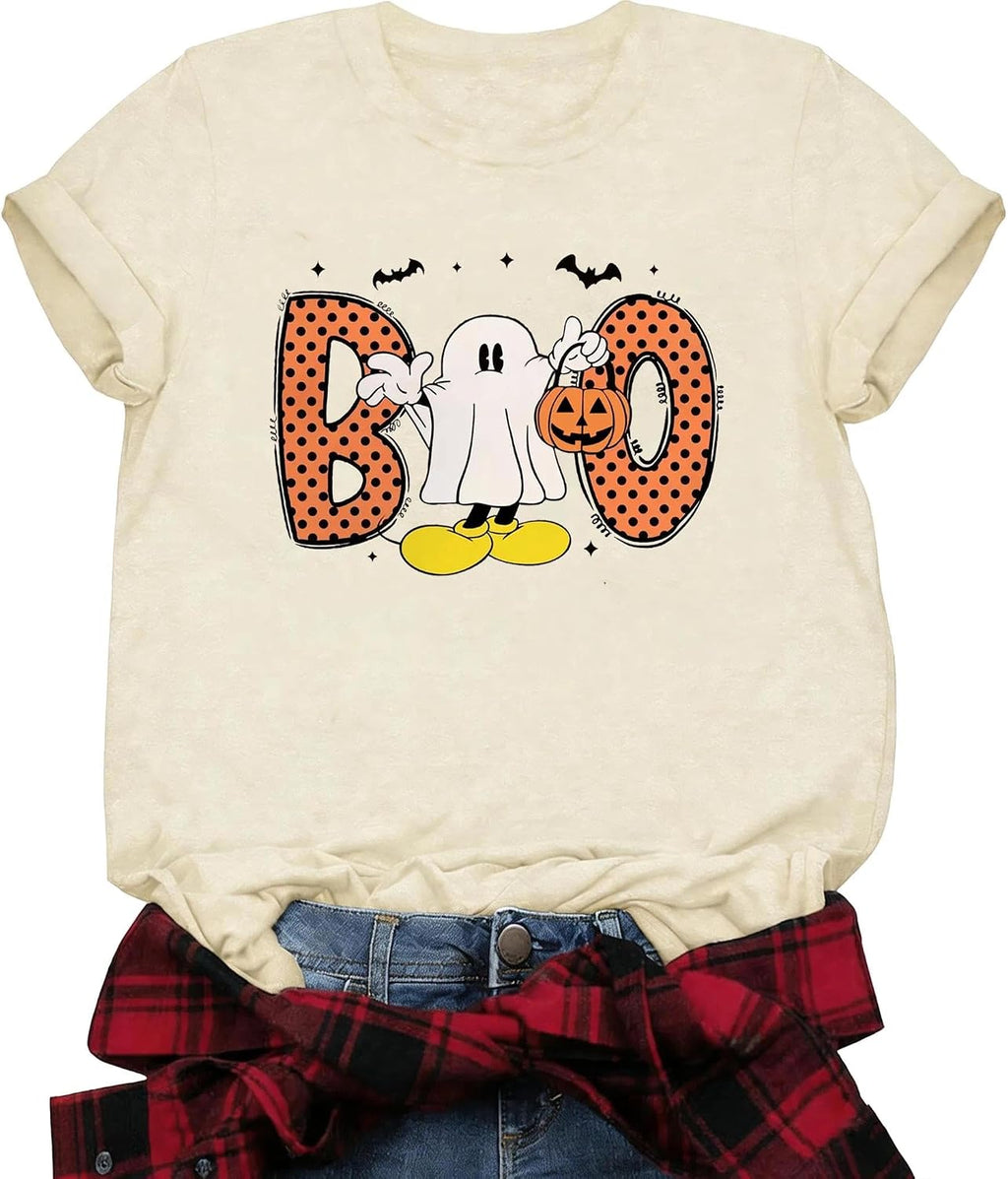 Halloween Shirts for Women Magical Cute Ghost Shirt Spooky Season T-Shirt