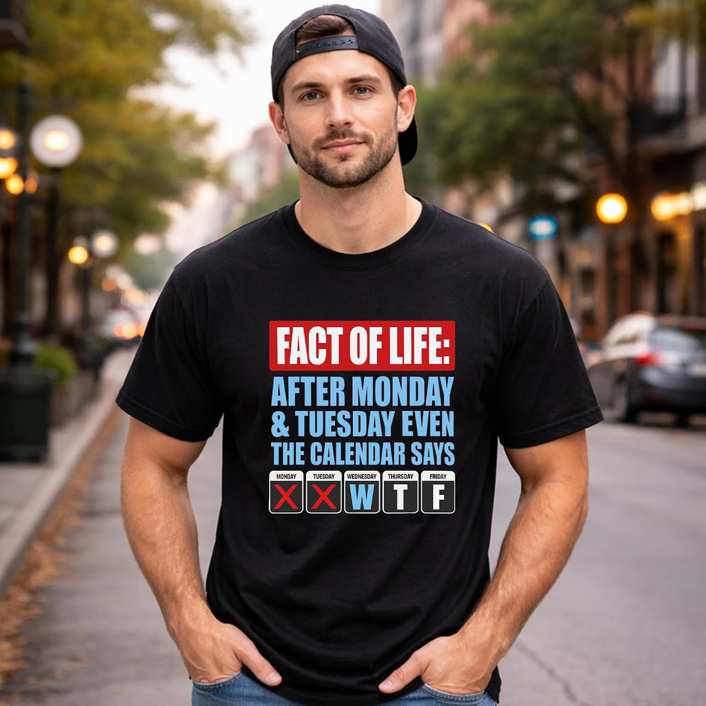 Fact of Life Shirt After Monday and Tuesday Even the Calendar Says WTF T-Shirt Funny Office Work Humor Tees