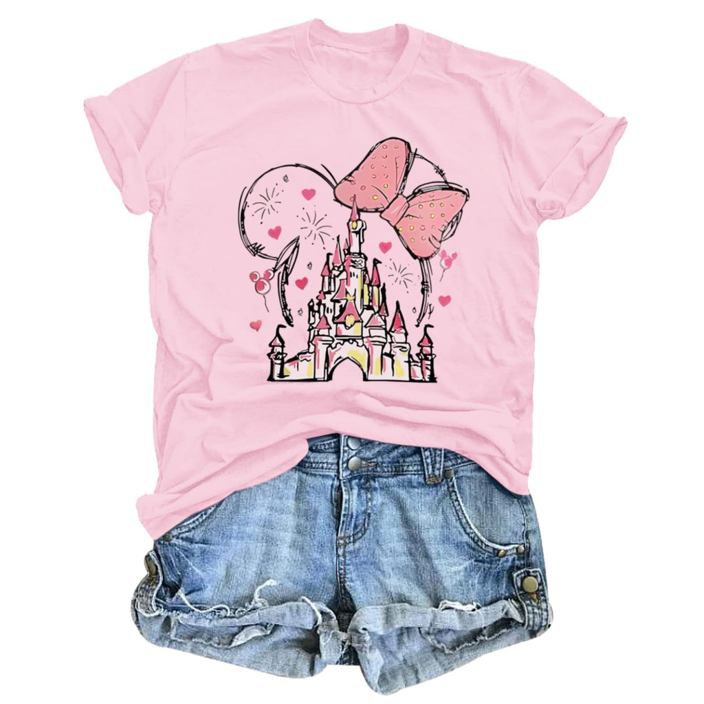 Magic Shirts for Women Cute Castle Graphic Vacation Tops