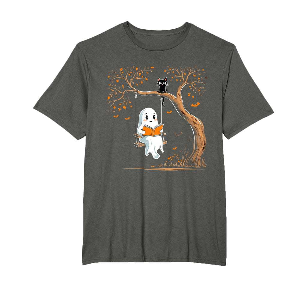 Vintage Ghost Swing Reading Book Swinging Halloween Costume T-Shirt
