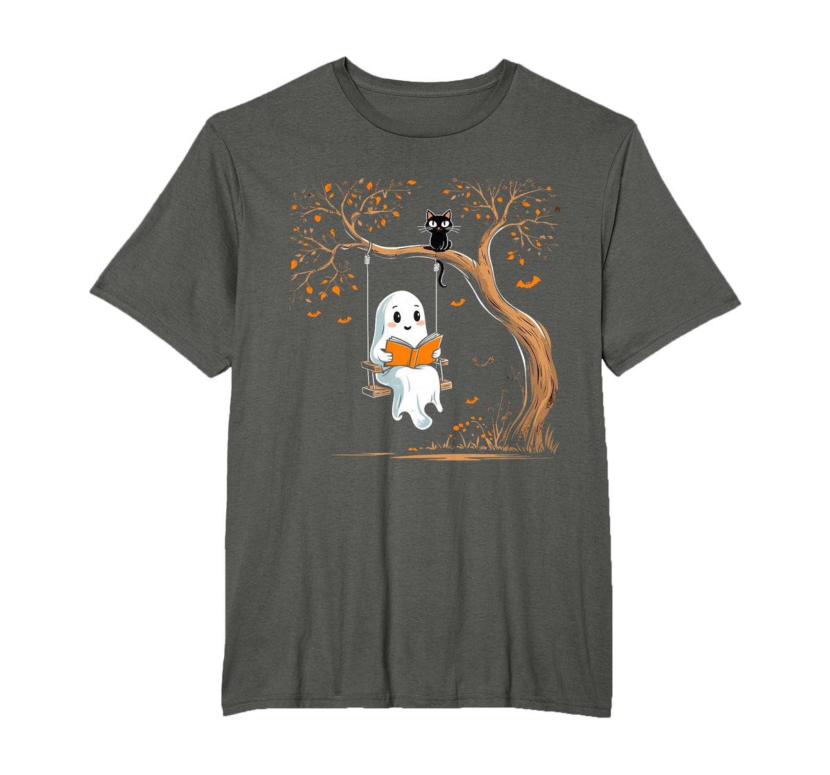 Vintage Ghost Swing Reading Book Swinging Halloween Costume T-Shirt