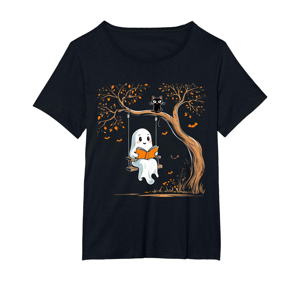 Vintage Ghost Swing Reading Book Swinging Halloween Costume T-Shirt
