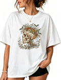 Womens Halloween T-Shirts Cute Spooky Season Graphic Tees Funny Ghost Pumpkin Skeleton Short Sleeve Tops Fall Retro Clothes