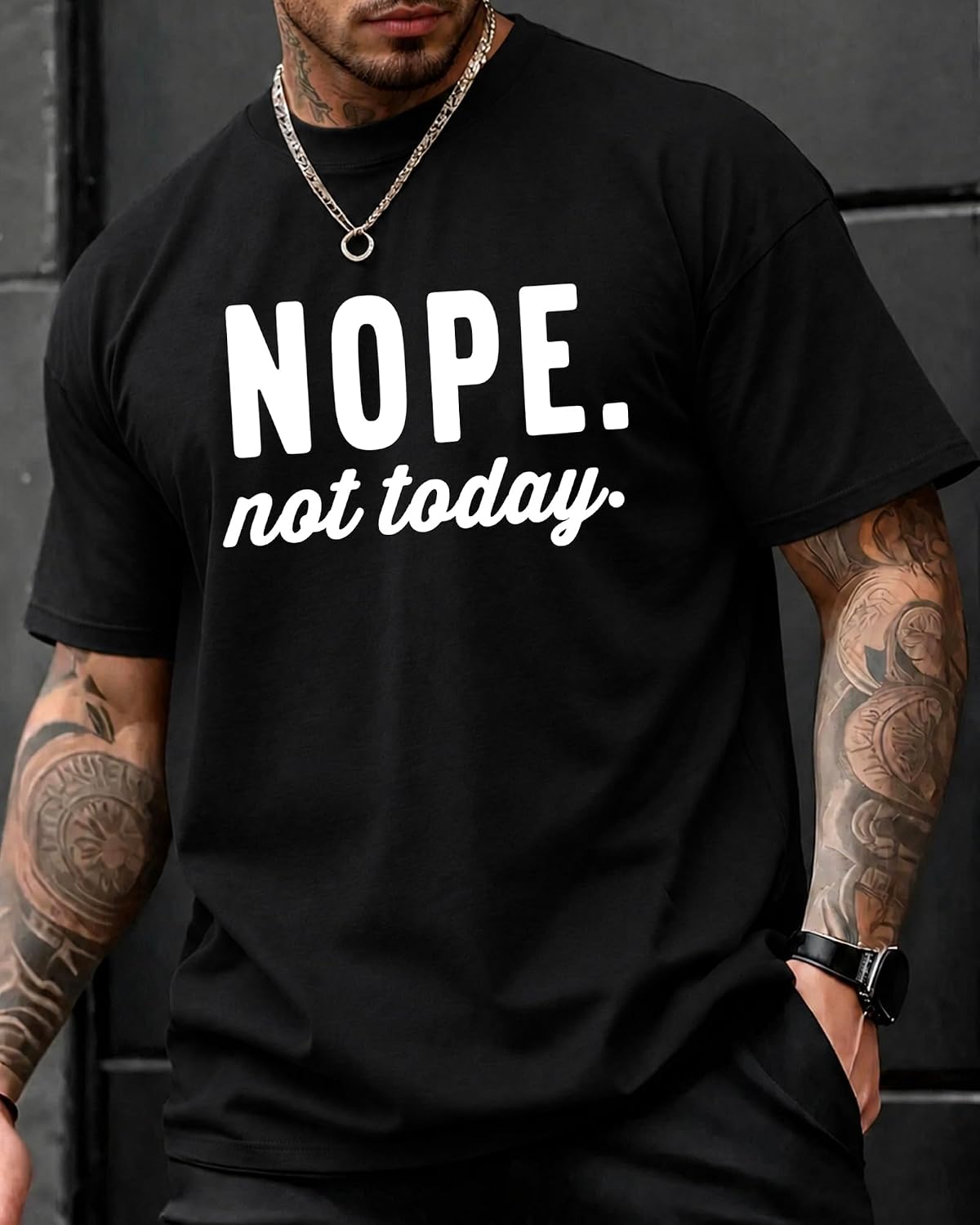 KUYIGO Mens Nope Not Today Graphic T Shirt Funny Quote Tee