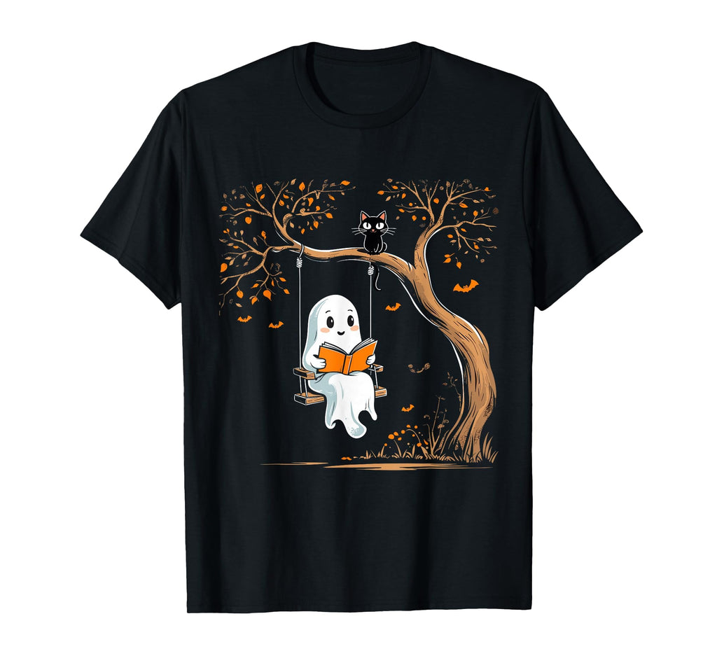 Vintage Ghost Swing Reading Book Swinging Halloween Costume T-Shirt