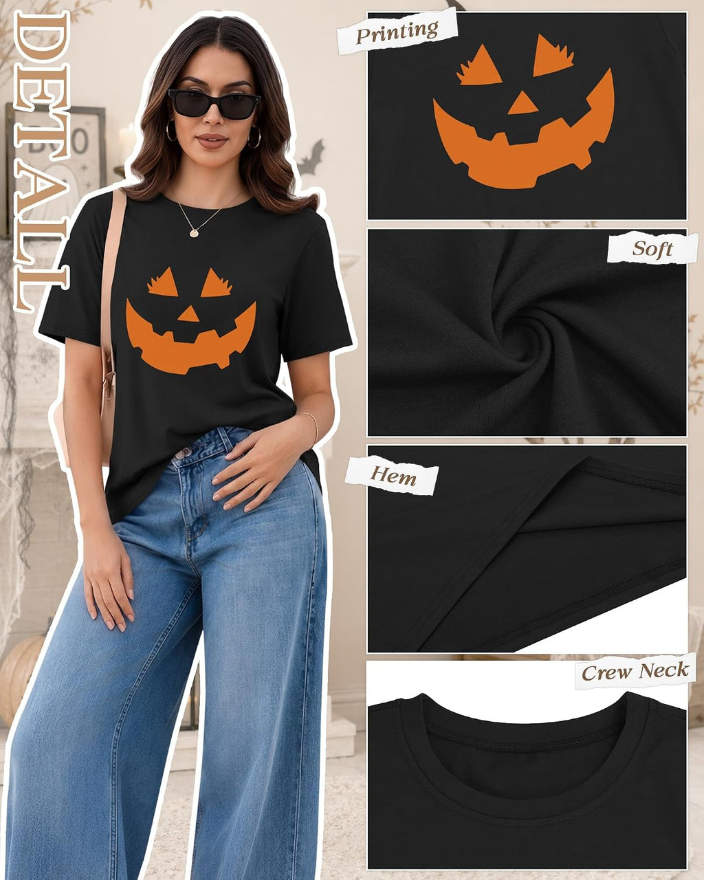 Huukeay Women Halloween Shirt Spooky Ghost Graphic