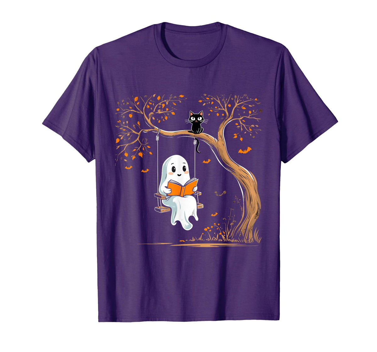 Vintage Ghost Swing Reading Book Swinging Halloween Costume T-Shirt