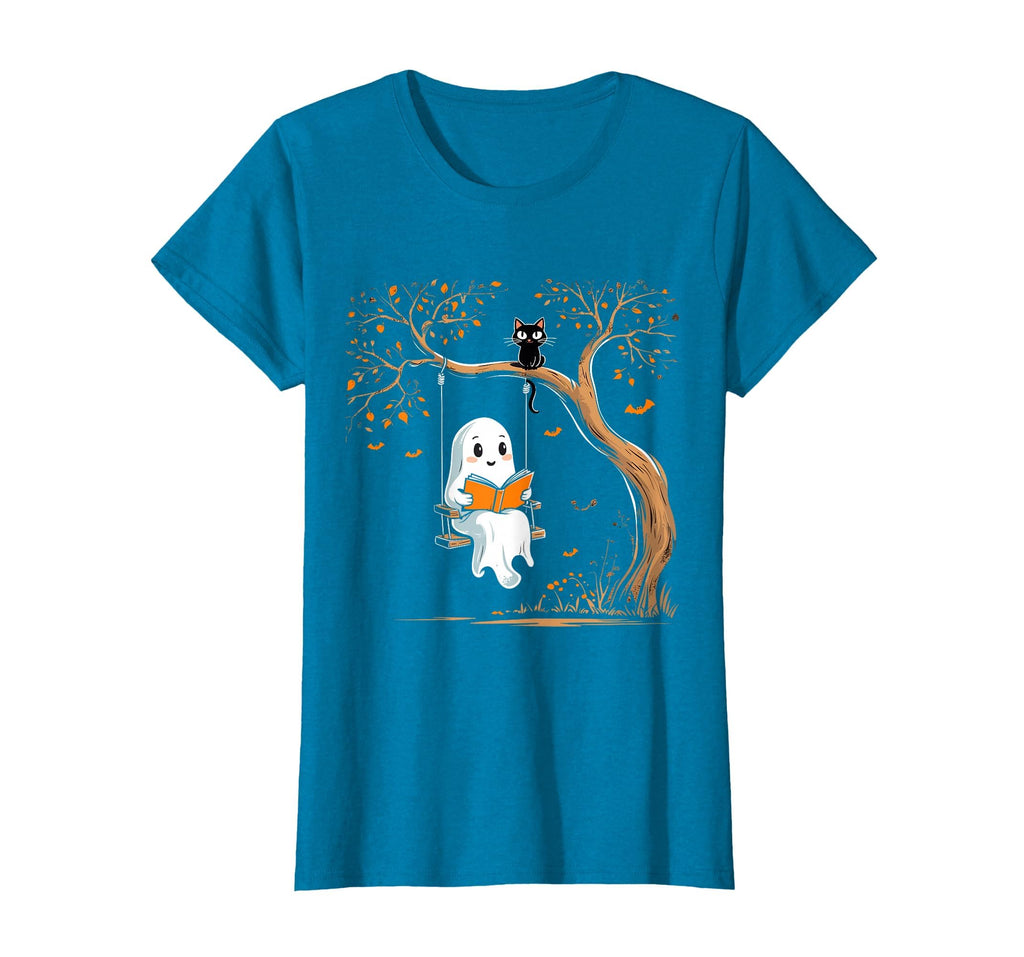 Vintage Ghost Swing Reading Book Swinging Halloween Costume T-Shirt