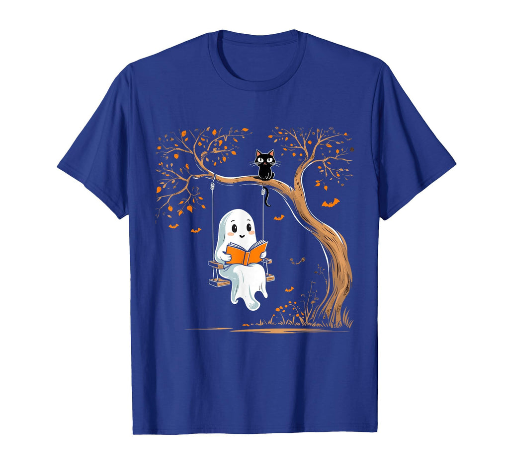 Vintage Ghost Swing Reading Book Swinging Halloween Costume T-Shirt