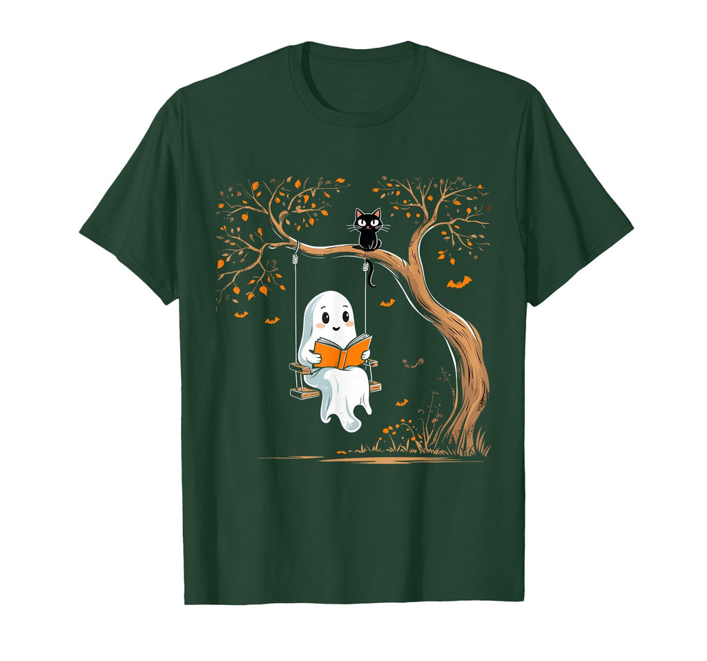 Vintage Ghost Swing Reading Book Swinging Halloween Costume T-Shirt
