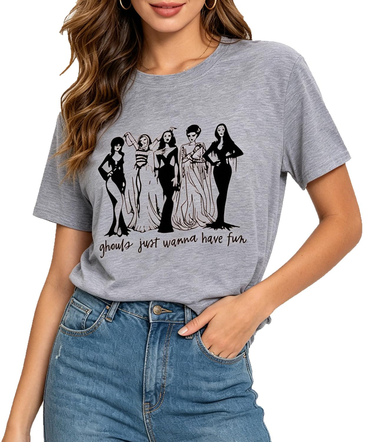 Ykomow Ghouls Just Wanna Have Fun Shirt Womens Vintage Halloween Golden Ghouls Graphic Tees