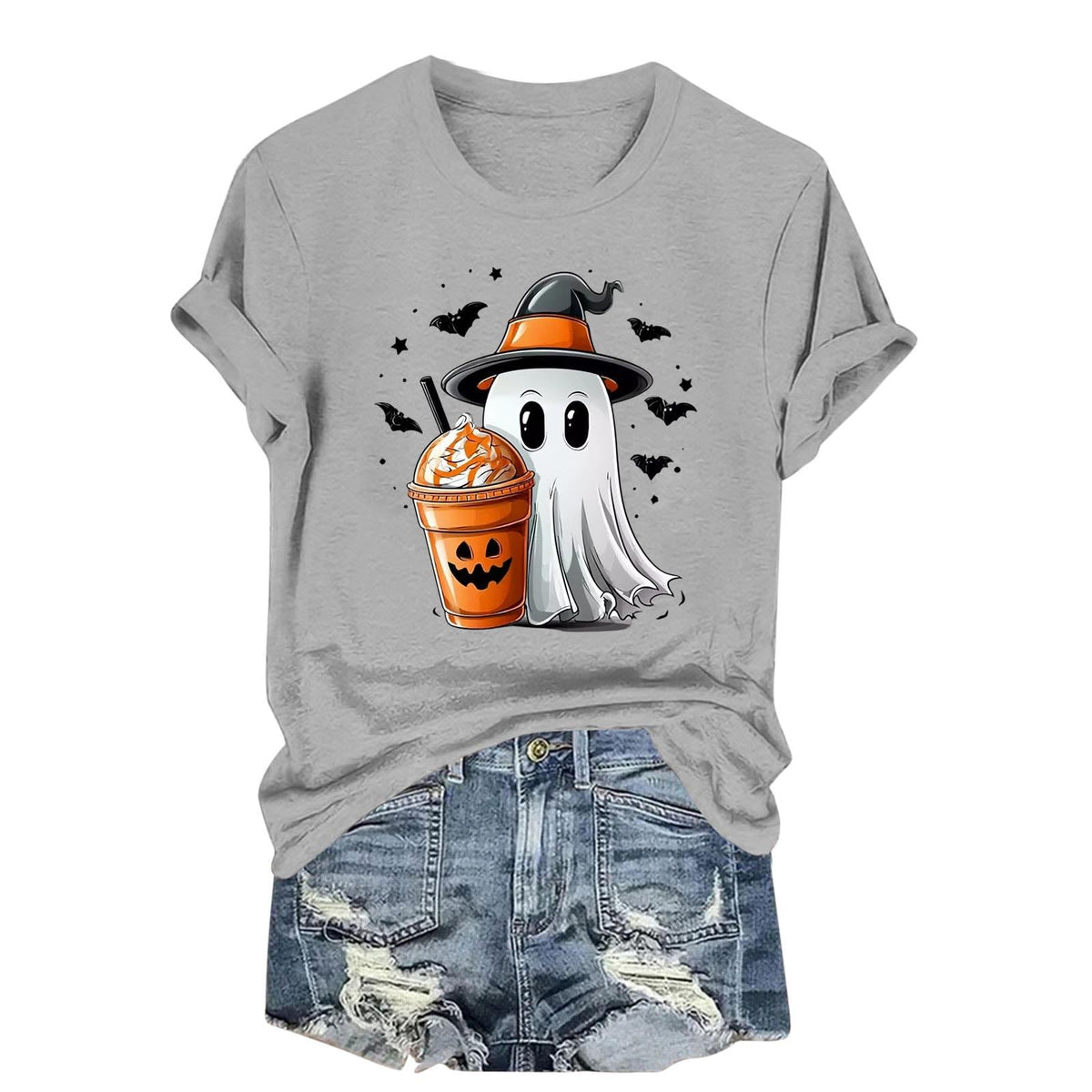 Womens Cotton T Shirts Halloween Cute Graphic Tees Fall Casual Tops