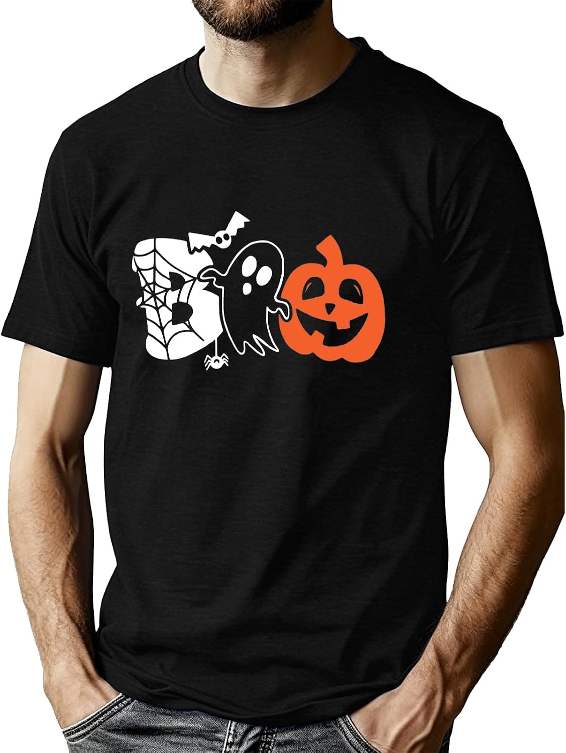 Halloween Shirts for Men Halloween Fall Boo Ghost Spider Pumpkin top
