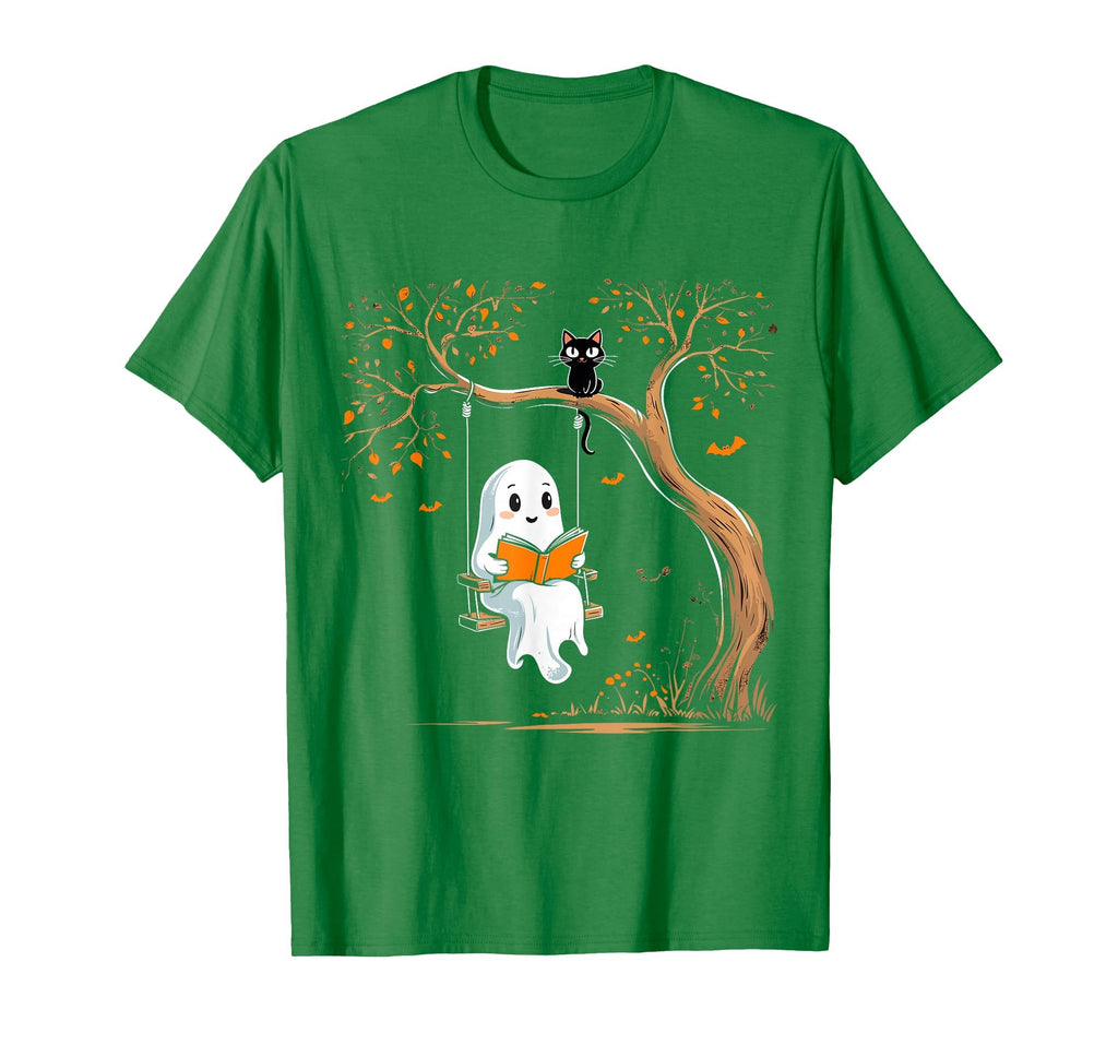 Vintage Ghost Swing Reading Book Swinging Halloween Costume T-Shirt