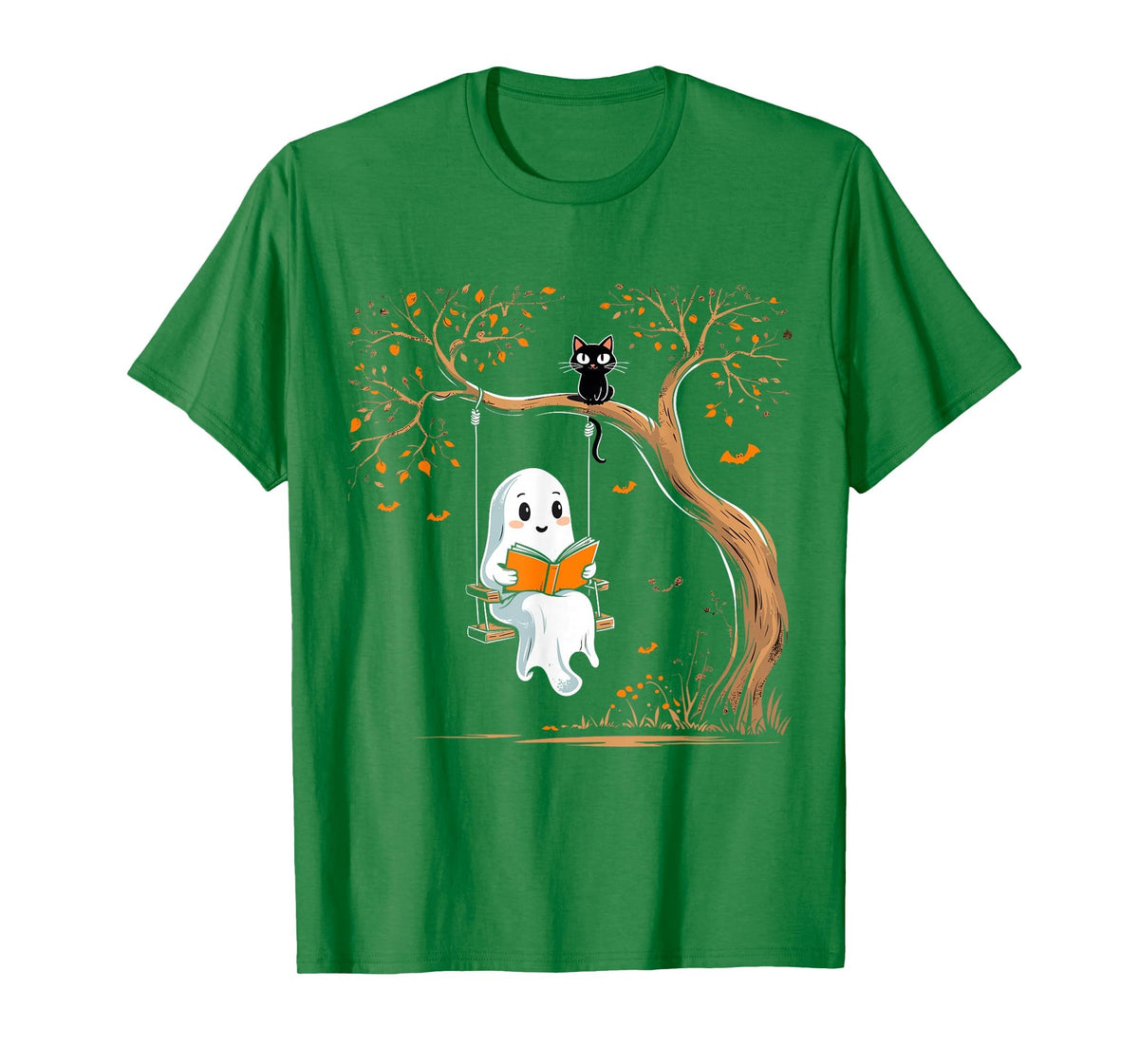 Vintage Ghost Swing Reading Book Swinging Halloween Costume T-Shirt