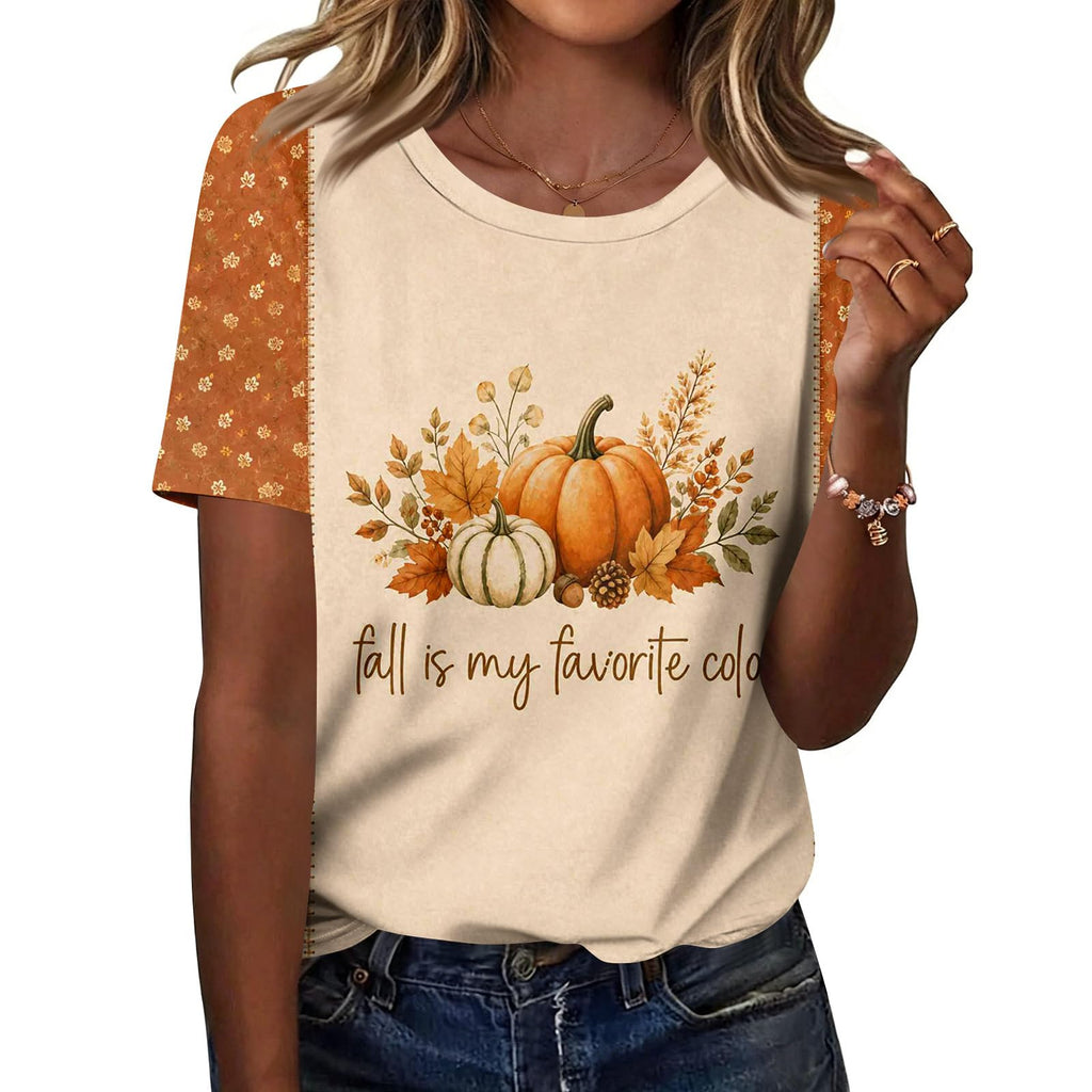 Cute Halloween Shirts for Women Crewneck Short Sleeve Witch Bat Pumpkin Boo