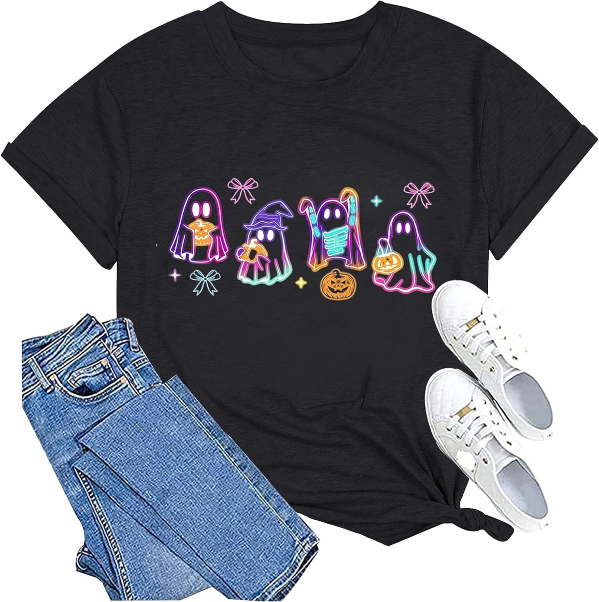 Halloween Skeleton Shirts Funny Halloween Pumpkin Graphic Tees Dance Skeleton Fall Tee Tops