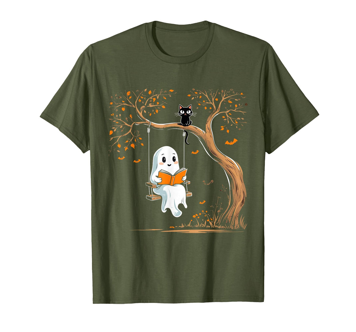 Vintage Ghost Swing Reading Book Swinging Halloween Costume T-Shirt