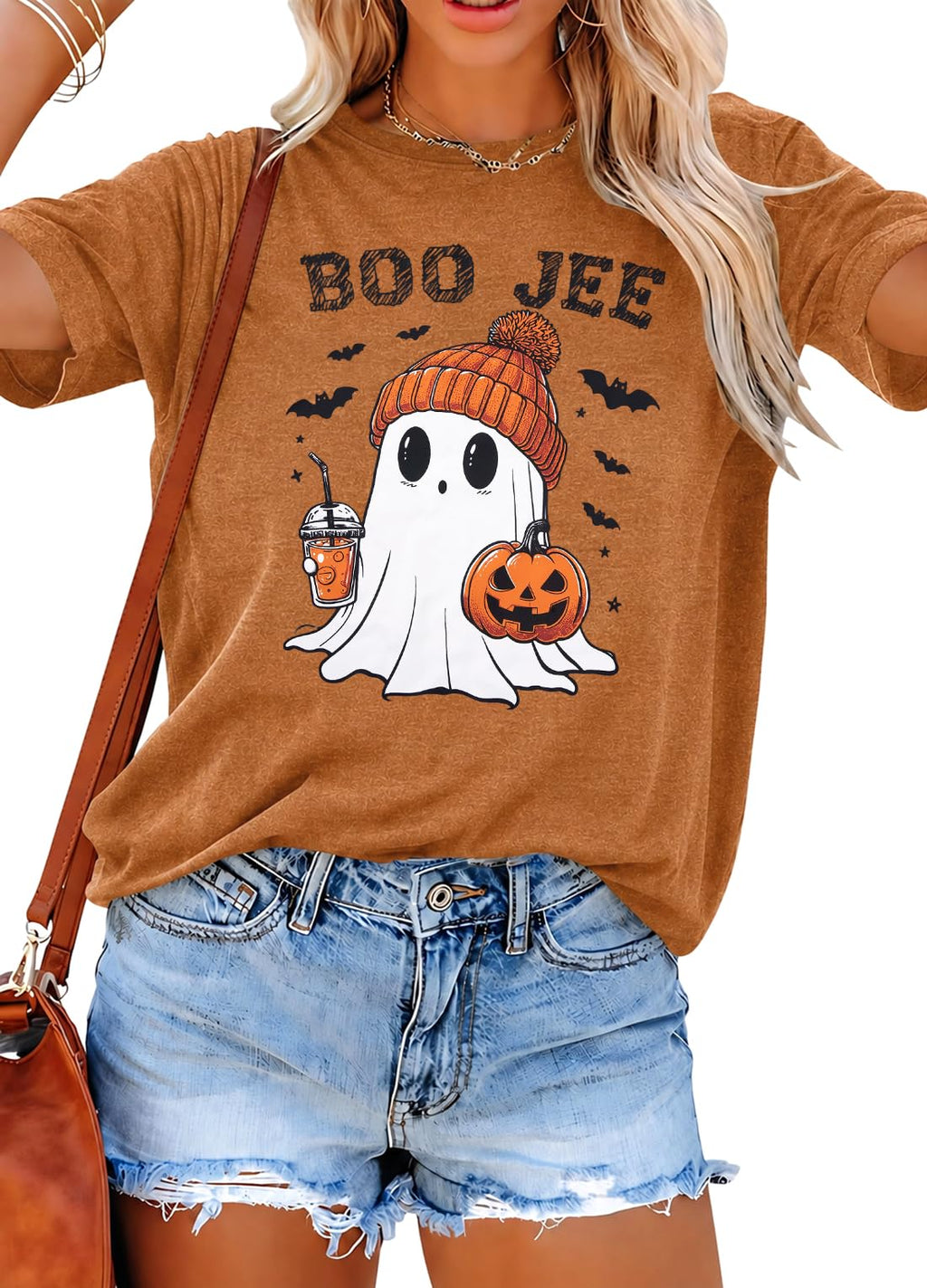 Halloween Shirts for Women Cute Ghost Shirt Fall Spooky Season Tshirt
