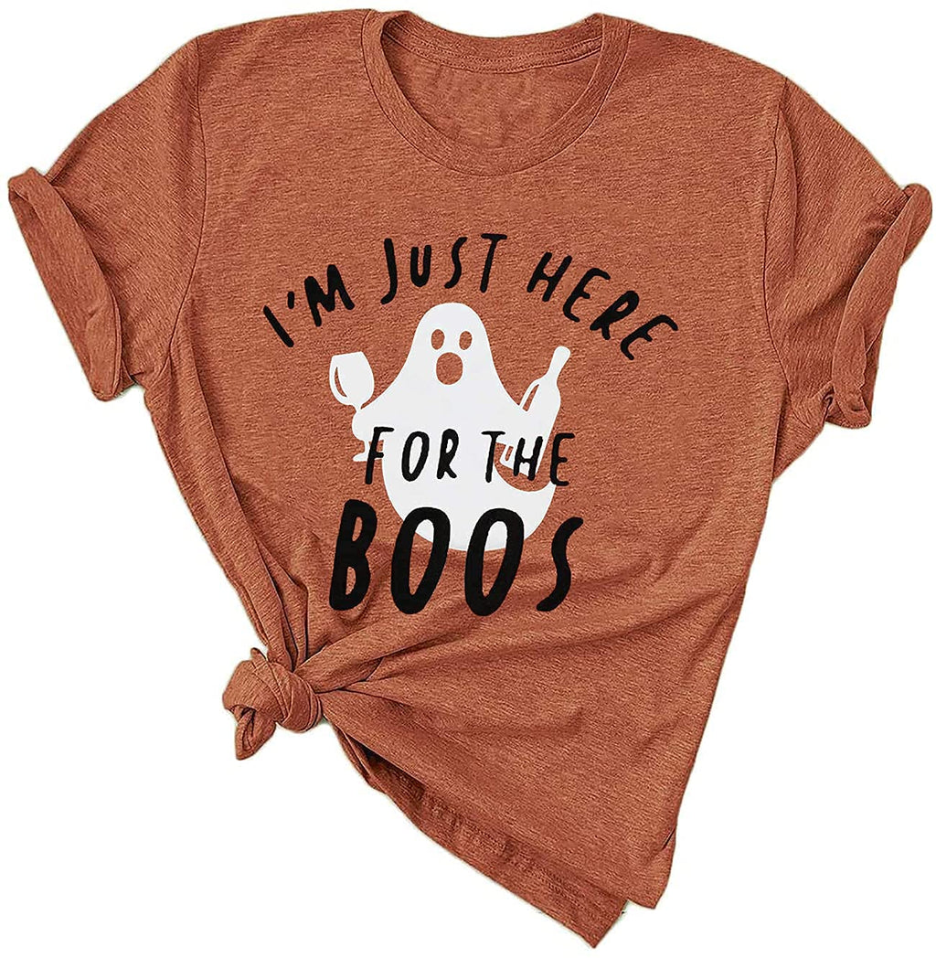 Halloween Shirts Women I'm Just Here Boos Funny Ghost Graphic Tee Tops