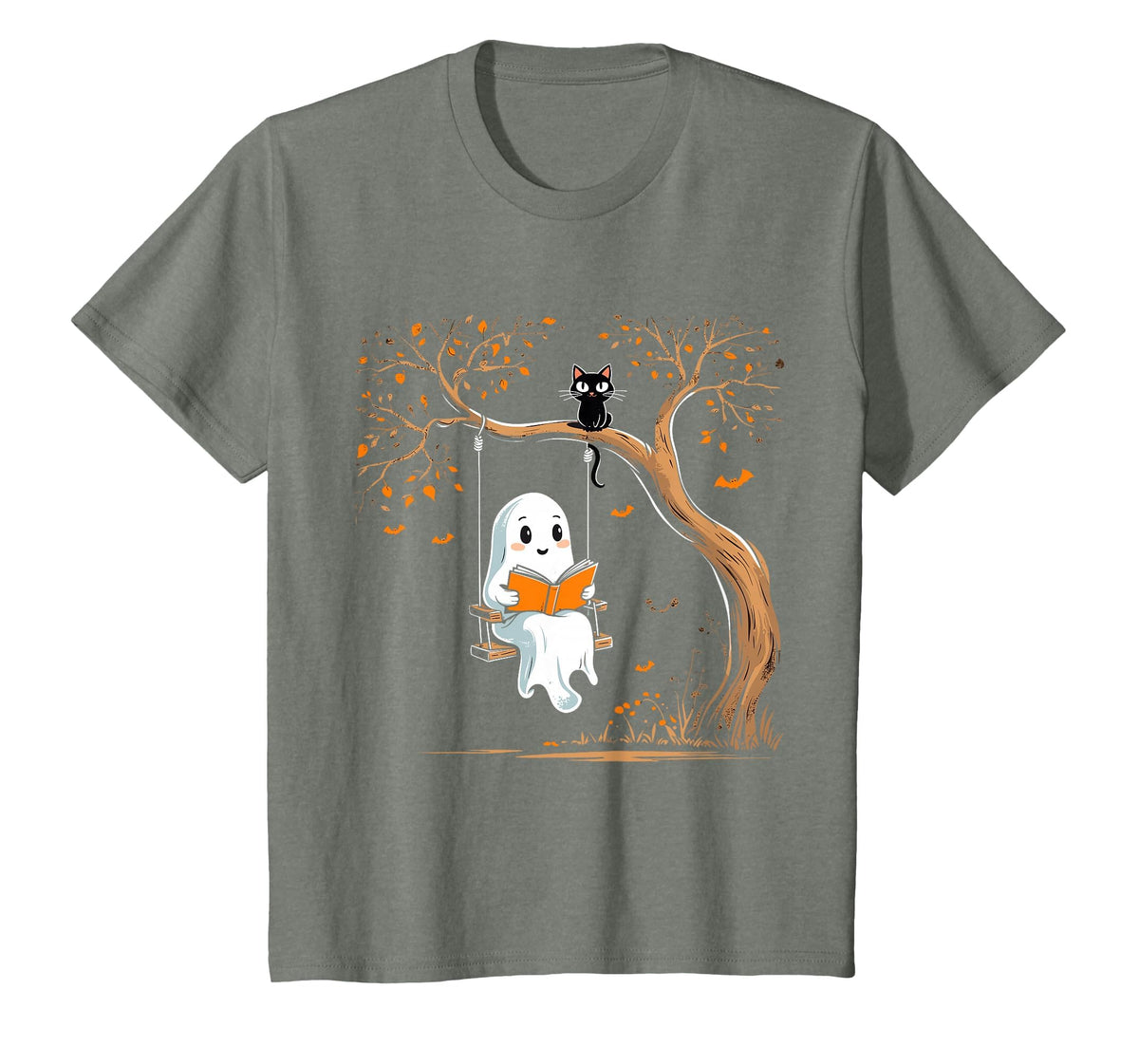Vintage Ghost Swing Reading Book Swinging Halloween Costume T-Shirt
