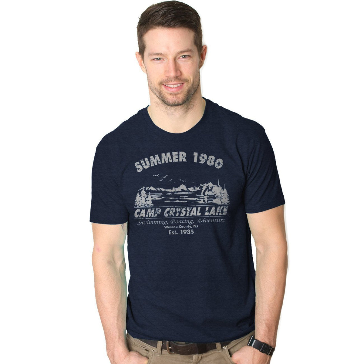 Summer 1980 Camp Funny 80s Horror Movie Tee for Men