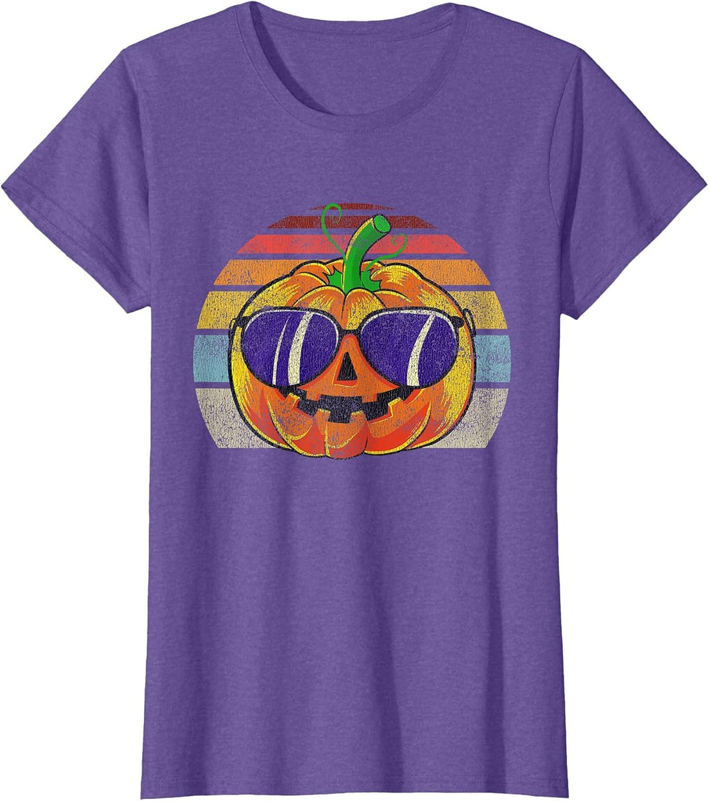 Cool Pumpkin Retro Style Halloween Vintage Women Men Kids T-Shirt
