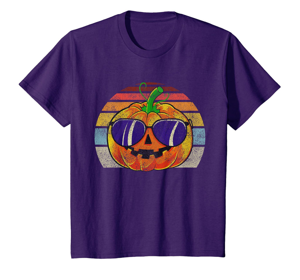 Cool Pumpkin Retro Style Halloween Vintage Women Men Kids T-Shirt