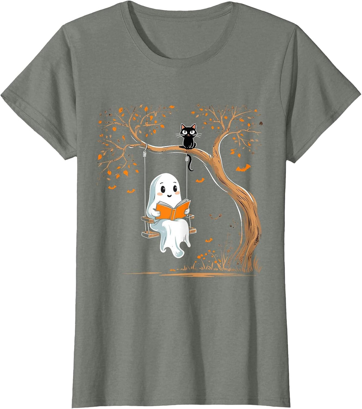 Vintage Ghost Swing Reading Book Swinging Halloween Costume T-Shirt