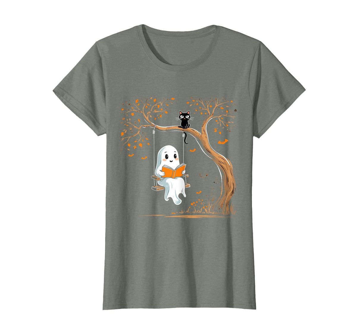 Vintage Ghost Swing Reading Book Swinging Halloween Costume T-Shirt