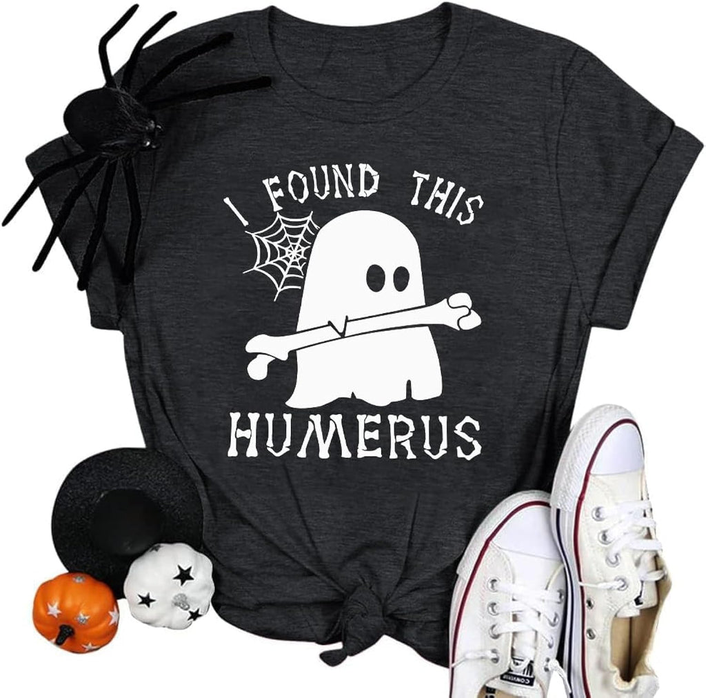 Halloween Shirts Women Ghost Shirt Spooky Season Tee Fall Tops
