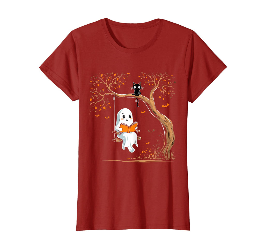 Vintage Ghost Swing Reading Book Swinging Halloween Costume T-Shirt