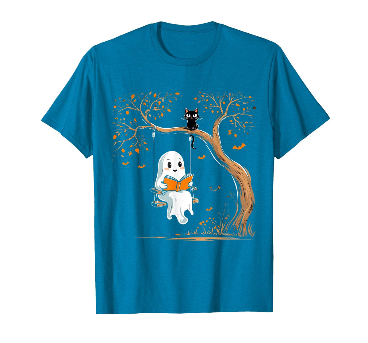 Vintage Ghost Swing Reading Book Swinging Halloween Costume T-Shirt