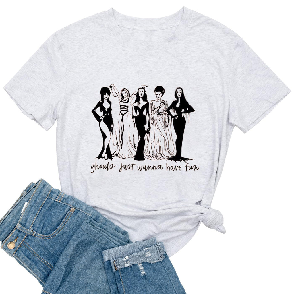 Ykomow Ghouls Just Wanna Have Fun Shirt Womens Vintage Halloween Golden Ghouls Graphic Tees