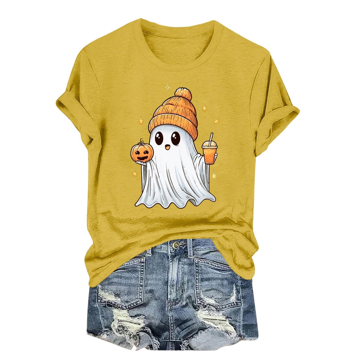 Womens Cotton T Shirts Halloween Cute Graphic Tees Fall Casual Tops