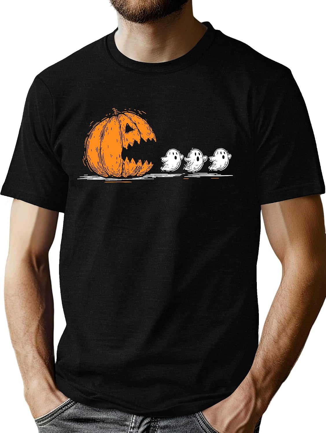 Halloween Shirts for Men Spooky Season Shirt Fall Pumpkin Graphic Tee