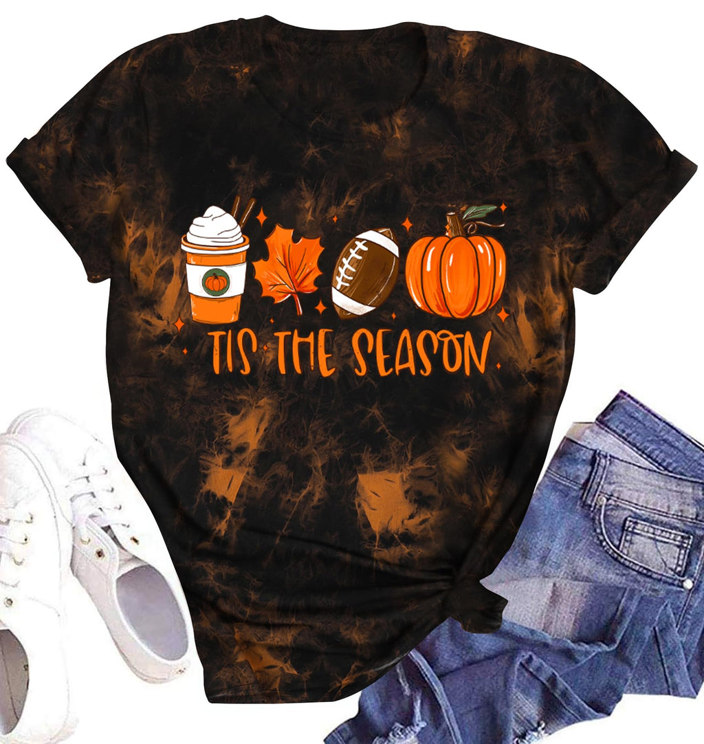 Halloween Shirts for Women Halloween Tis the Season Short Sleeve Shirt