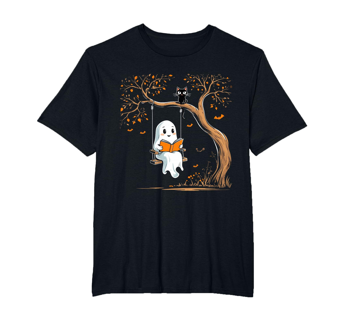 Vintage Ghost Swing Reading Book Swinging Halloween Costume T-Shirt