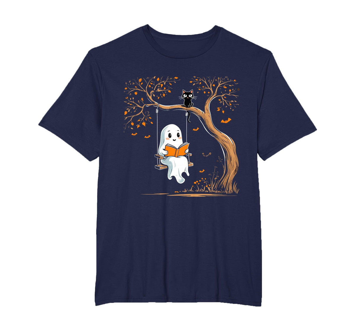 Vintage Ghost Swing Reading Book Swinging Halloween Costume T-Shirt