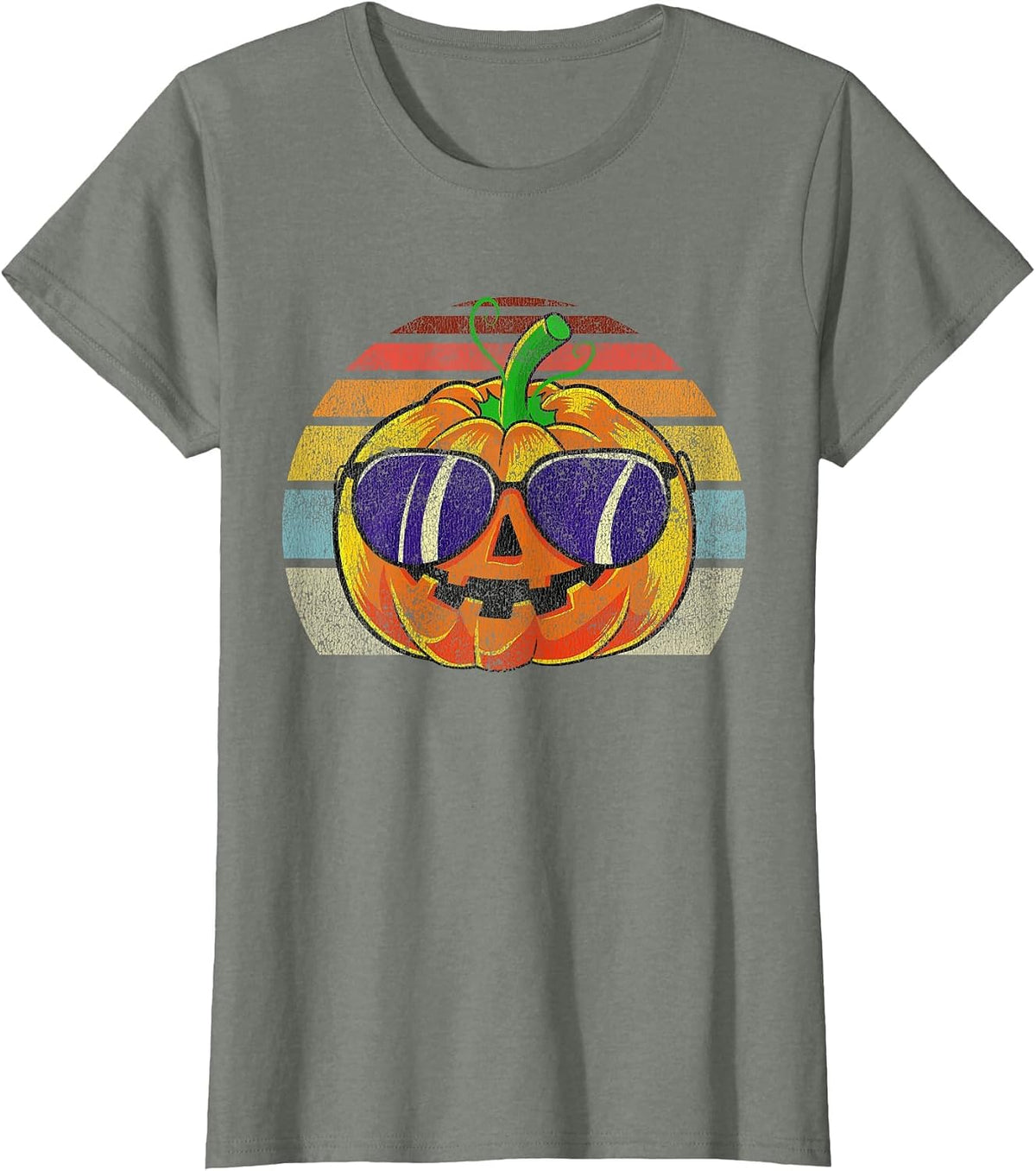 Cool Pumpkin Retro Style Halloween Vintage Women Men Kids T-Shirt