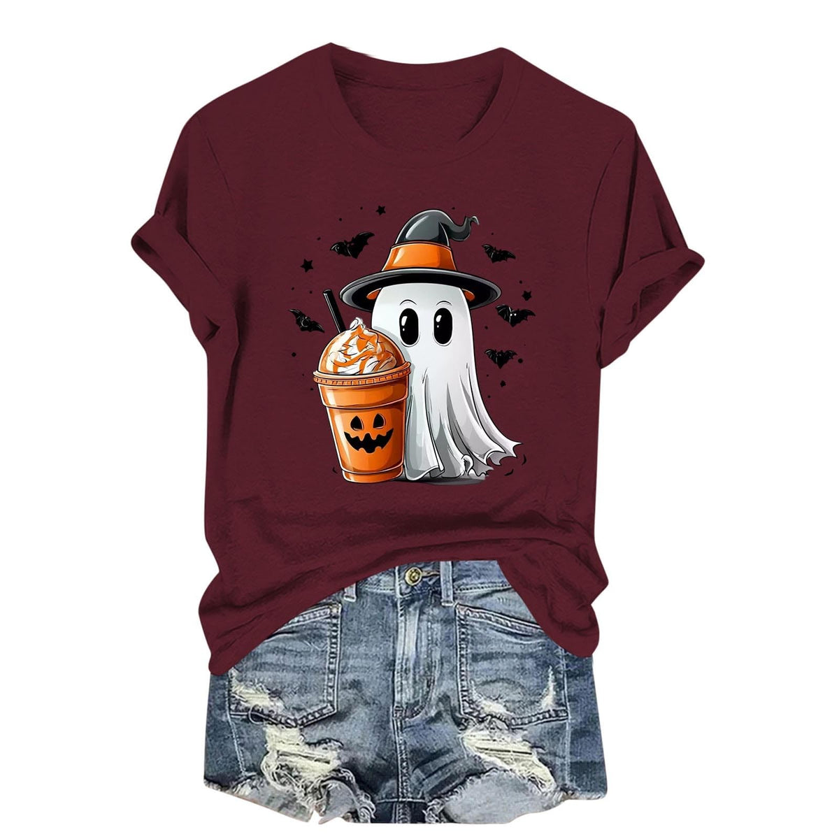 Womens Cotton T Shirts Halloween Cute Graphic Tees Fall Casual Tops