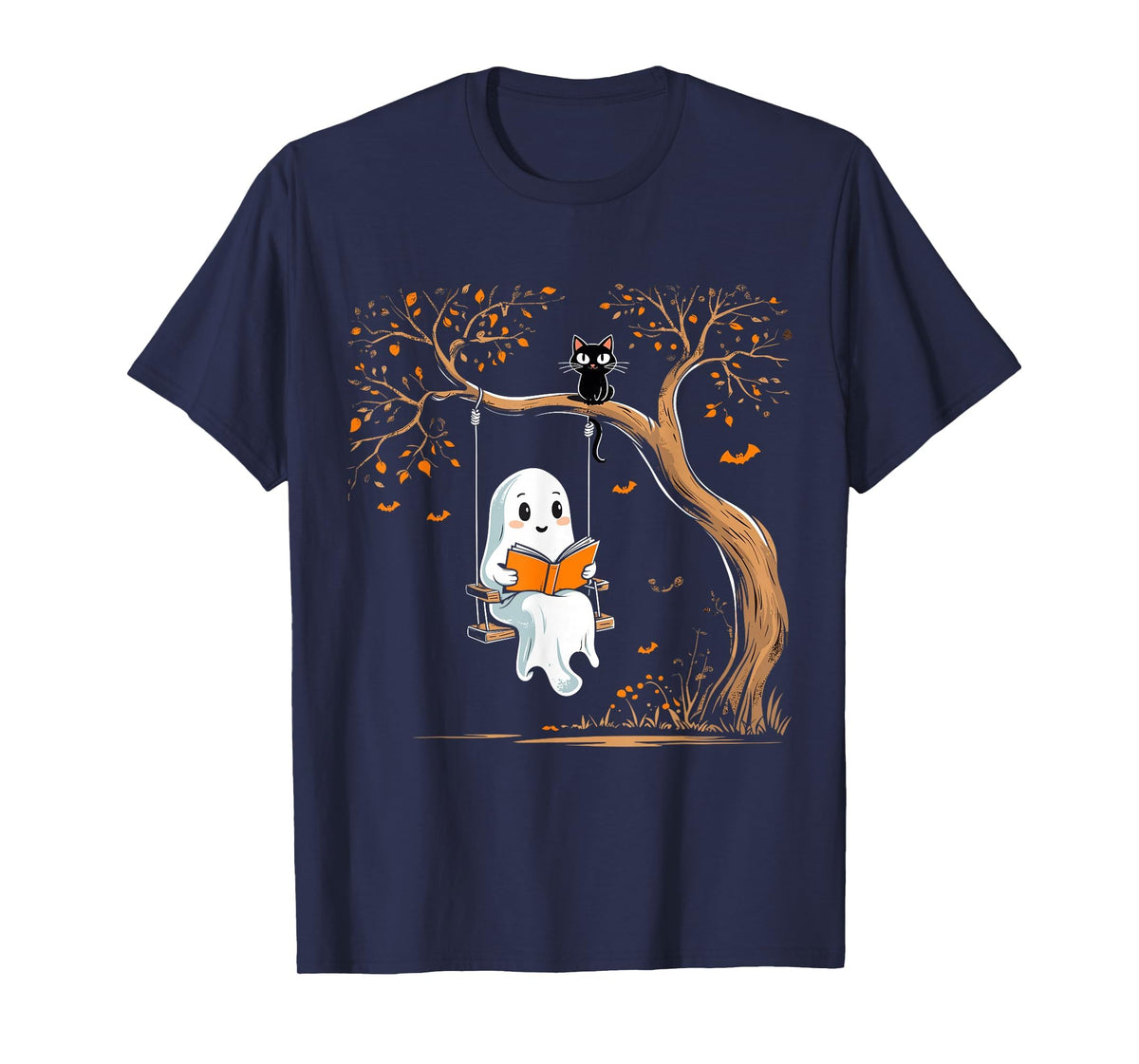 Vintage Ghost Swing Reading Book Swinging Halloween Costume T-Shirt